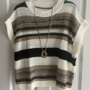 Striped Knit Crochet Top
